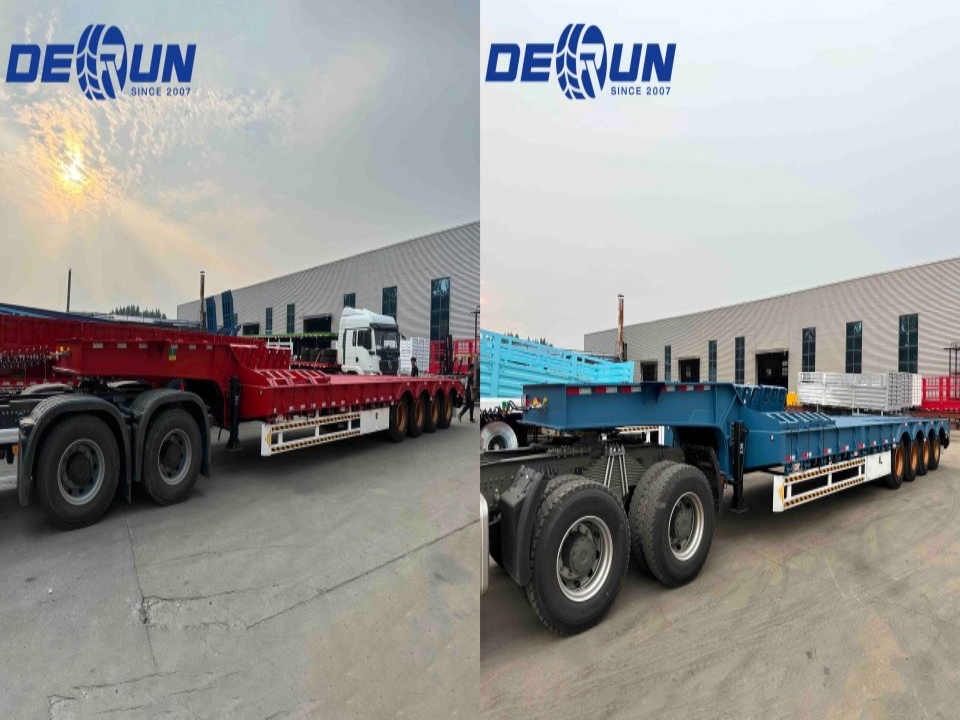 Derun 4 Axle Lowbed Semi Trailer Succesvol op weg naar de haven