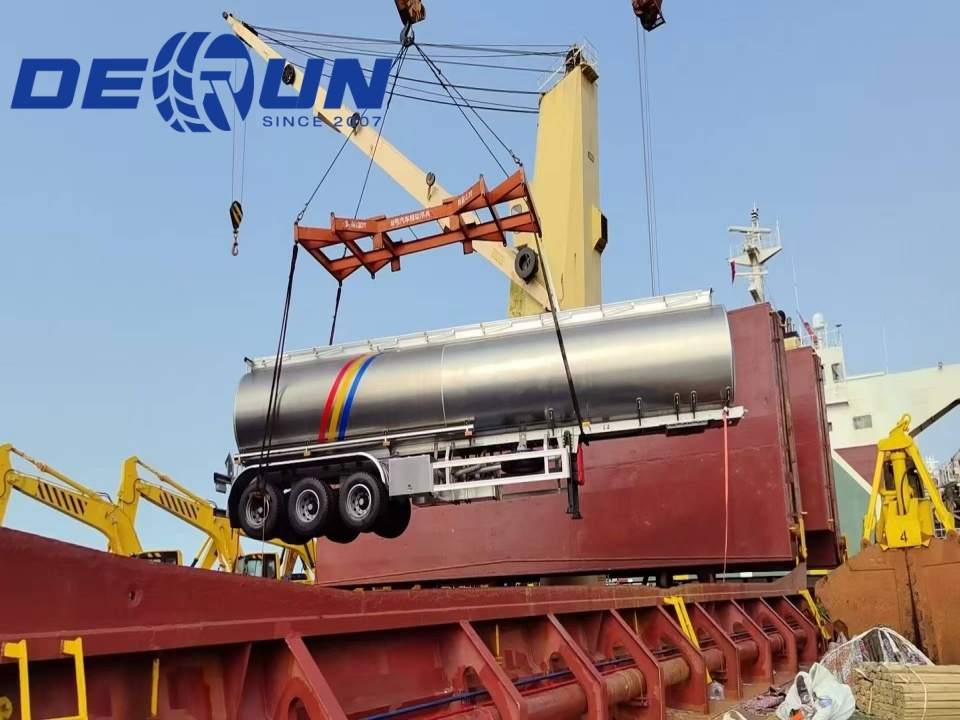 Derun driexs aluminium legering olietank semi-trailer verzonden naar Argentinië