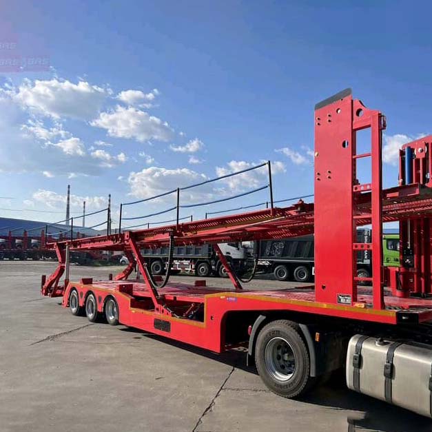 3-assige 8-autovervoerder containerlading oplegger